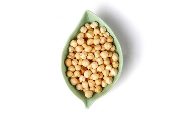 Close up of chickpeas isolated on white