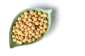 Close up of chickpeas isolated on white