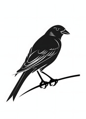 Obraz premium black silhouette of Canary bird illustration icon for logo, isolated on white background