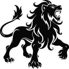 Lion roaring silhouette animal illustration vector