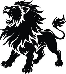 Lion roaring silhouette animal illustration vector