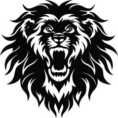 Obraz premium Lion roaring silhouette animal illustration vector