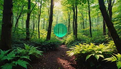 Green Sphere in a Forest.