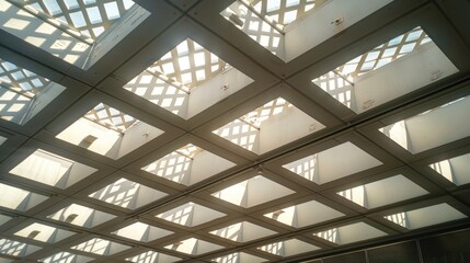Fototapeta premium Geometric Pattern of Skylights in an Interior Space