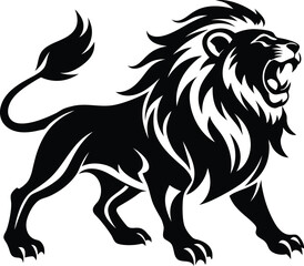Naklejka premium Lion roaring silhouette animal illustration vector