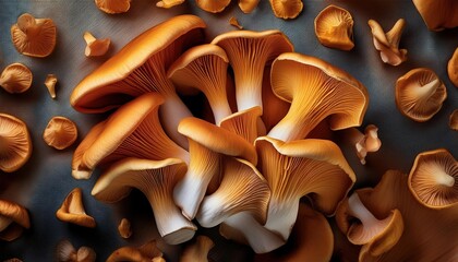 Vibrant Golden Chanterelle Mushrooms Displayed Artistically