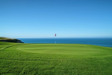 Oceanside Golf Course Green with a Blue Sky