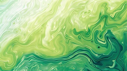 Green and white abstract painting with a smooth wavy texture