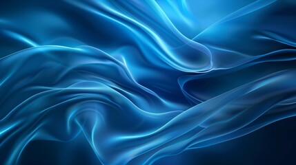 Fototapeta premium Abstract Blue Silk Waves Illustration - Smooth Curves and Flowing Fabric Texture