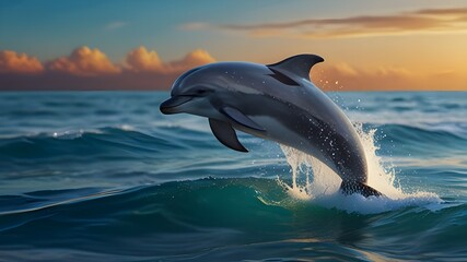 Cute Dolphin in Sparkling Waves Cute Baby Dolphin Leap