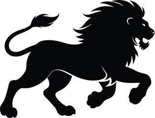 Silhouette of a running lion animal illustration