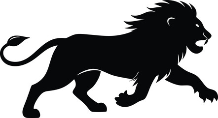 Silhouette of a running lion animal illustration