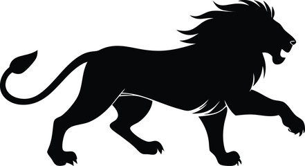Obraz premium Silhouette of a running lion animal illustration