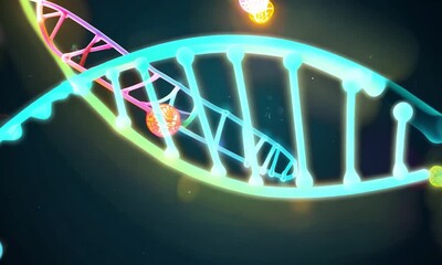 Animation of dna strand over molecues - Powered by Adobe