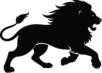 Silhouette of a running lion animal illustration