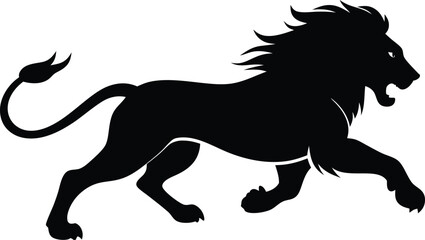 Obraz premium Silhouette of a running lion animal illustration