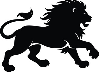 Silhouette of a running lion animal illustration