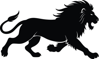 Silhouette of a running lion animal illustration © LUTHFAN NAHAR LABONY