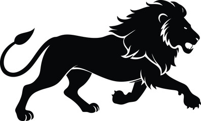 Silhouette of a running lion animal illustration
