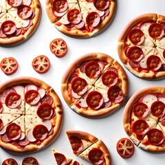 Pepperoni Pizza on White Background