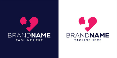 Creative Face and Heart Logo Design, Design Inspiration, Illustration, Vector