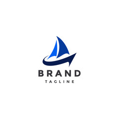 Simple Sailing Upward Success Logo Design. Sailboat Icon with Up Arrow Logo Design.