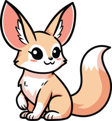 Cute Fennec Fox Cartoon Illustration 