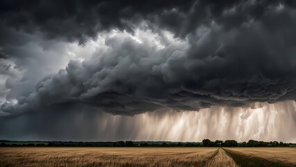 Rainstorm Over Open Fields