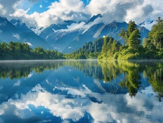 Fototapeta premium Serene Mountain Lake Reflection