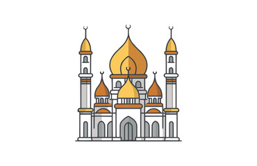 Colorful mosque icon isolated on white background.