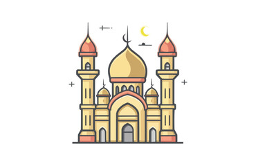 Obraz premium Colorful mosque icon isolated on white background.