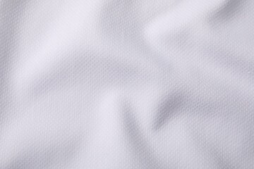 Fototapeta premium Texture of white fabric as background, top view
