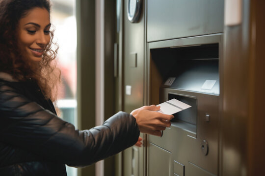 Delivery woman, customer order, fast and safe delivery. Woman delivering packages and mail.