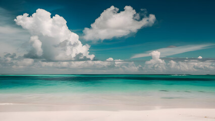 Tranquil Beach Scene - Exotic Tropical Beach Landscape with Palm Trees