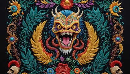 Naklejka premium Colorful Monster Floral Design.