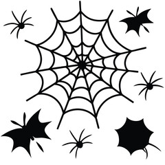 Spider Webs Halloween Vector Elements Set.