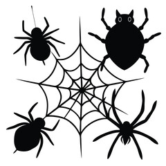 Spider Webs Halloween Vector Elements Set.