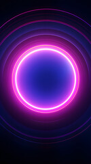 Digital circular neon light abstract graphic poster background