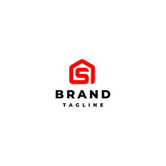 Obraz premium Letter S Line Home Icon Logo Design. Simple House Line Initial Letter S Logo Design.
