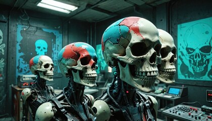 Cyborg Skulls in a Lab.