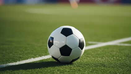 football in stadium and background is blurred soccer FIFA worldcup