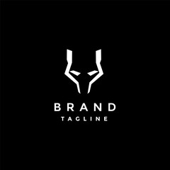 Wolf Head Lines Silhouette Logo Design. Panther Face Outline In Darkness Logo Design.