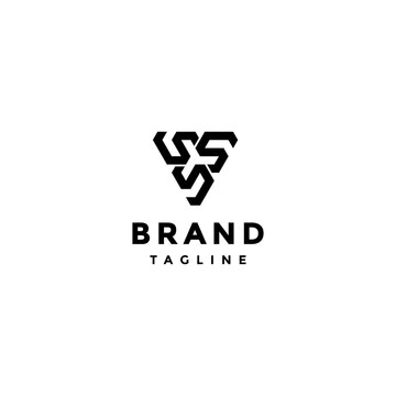 Triangle Shield Initial Letter SSS Logo Design. Three S Letters Rotate Form Triangle Logo Design.