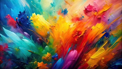 Vibrant abstract painting with bold brushstrokes and dynamic colors, vibrant, abstract, painting, brushstrokes, dynamic