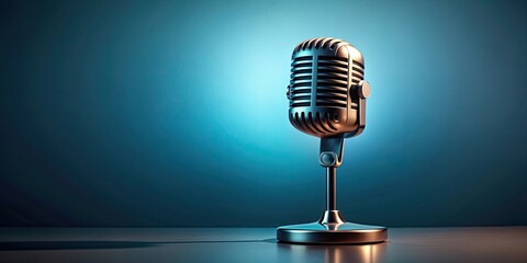 Retro mic microphone on a solid color background, vintage style, retro, vintage, mic, microphone, old fashioned, classic