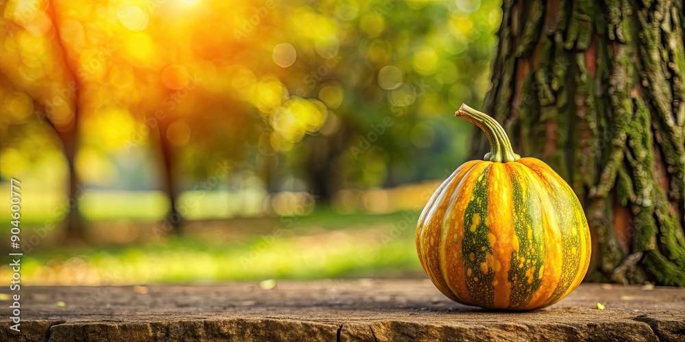 Canvas Prints Isolated gourd in front of tree , autumn, harvest, decoration, nature, organic, seasonal, Thanksgiving, pumpkin, rustic