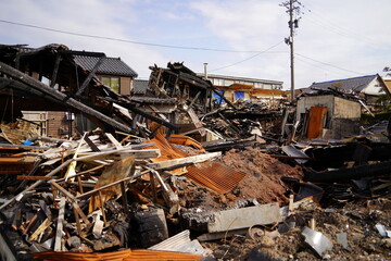 能登半島地震の火災で焼けた場所　輪島
