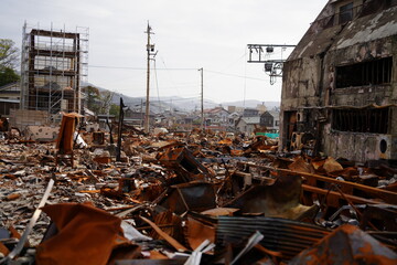 能登半島地震の火災で焼けた場所　輪島