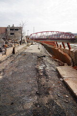 能登半島地震の火災で焼けた場所　輪島