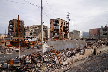 能登半島地震の火災で焼けた場所　輪島